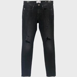 Frame L'Homme Skinny Stretch Denim Jeans Men's Size 29 Black Distressed Ripped